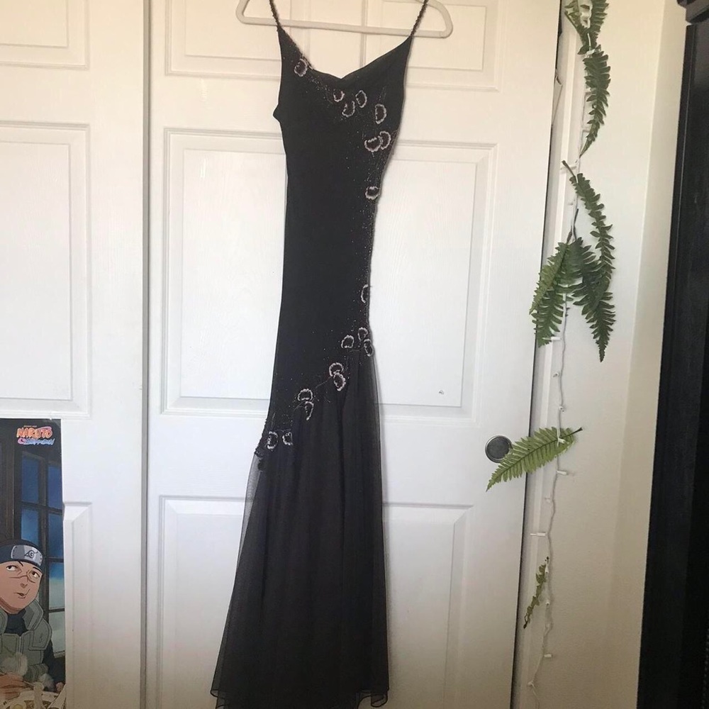 Vintage xscape fishtail dress with beading
